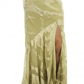 CHRISTIAN DIOR evening gown in green silk and embroidery size 36EU