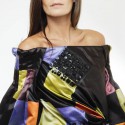 CHRISTIAN LACROIX couture dress in multicolored satins size36