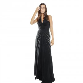 CHRISTIAN DIOR by John Galliano long dress in black silk size 36fr