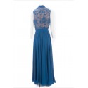 ELIE SAAB evening dress in blue silk size 38FR