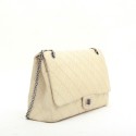 CHANEL maxi jumbo double flap bag in aged ivory leather