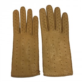 Gants CHRISTIAN DIOR T8 en pécari beige foncé