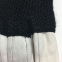 CHANEL long gloves in white leather and black cashmere size 7.5