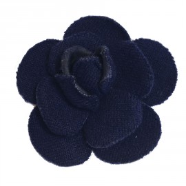 CHANEL camellia brooch in dark blue fabric