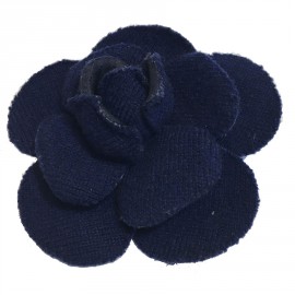 CHANEL camellia brooch in dark blue fabric