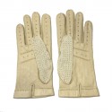 Gants NON SIGNES cuir et crochet crème T7,5