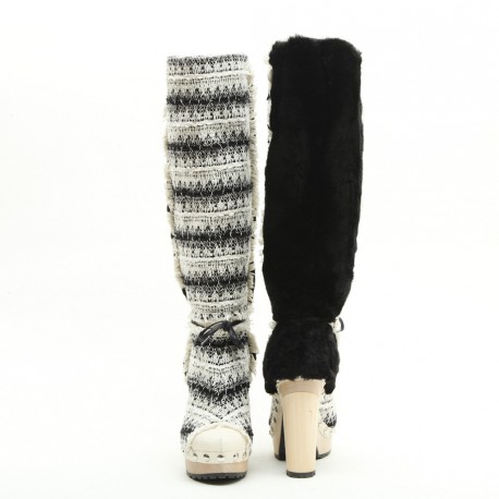 Bottes T   CHANEL tweed et vison