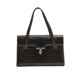 Sac GUCCI Vintage en crocodile porosus marron