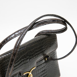 Sac GUCCI Vintage en crocodile porosus marron