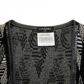 Gilet long  t 36 CHANEL en cachemire noir ET BLANC