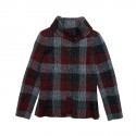 CHANEL jacket in red, silver and black check tweed size 38FR