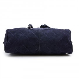 Sac cabas CHANEL veau velours bleu marine 