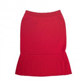 CHANEL T 38 set sweater and skirt in red wool with purple borders