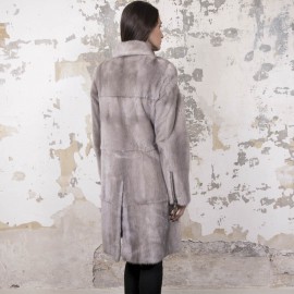 Manteau RIZAL en vison gris perle