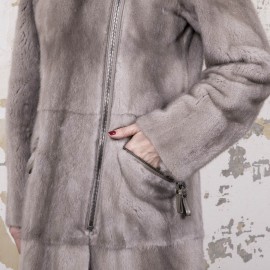 Manteau RIZAL en vison gris perle