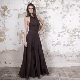 ROCHAS evening backless brwon long dress