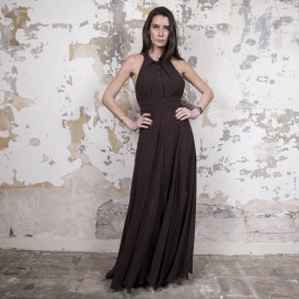 ROCHAS evening backless brwon long dress