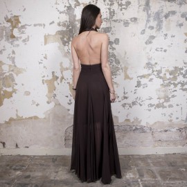 ROCHAS evening backless brwon long dress