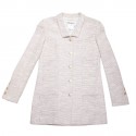 Veste longue CHANEL T 40 tweed rose et fils d'argent