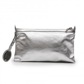 Pochette HOGAN by KARL LAGERFELD en cuir argent et bleu 