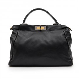 FENDI Peekaboo bag in soft black leather Médium size