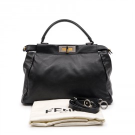 Sac Peekaboo FENDI  cuir d'agneau lisse noir TM