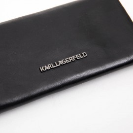 Portefeuille KARLA LAGERFELD en cuir noir et cubes métal argent