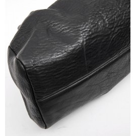 GUCCI vintage bag in a black cowhide leather and ribbed wood