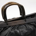 GUCCI vintage bag in a black cowhide leather and ribbed wood