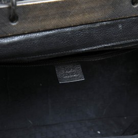 GUCCI vintage bag in a black cowhide leather and ribbed wood