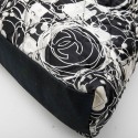 CHANEL tote bag in black, light gray and white silk scarf and black smooth lamb leather