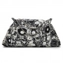 CHANEL tote bag in black, light gray and white silk scarf and black smooth lamb leather