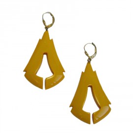 Boucles d'oreille clous ISADORA vintage en galalithe jaune