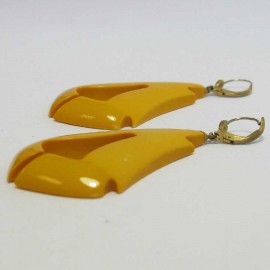 Boucles d'oreille clous ISADORA vintage en galalithe jaune