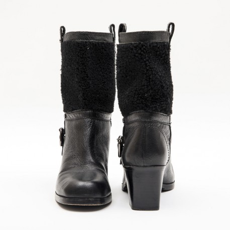 Mi-bottes T 38 CELINE Bi-matière noir