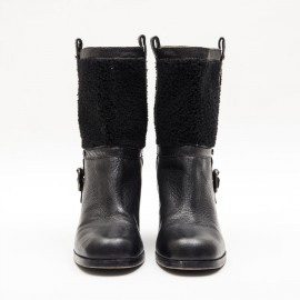 Mi-bottes T 38 CELINE Bi-matière noir