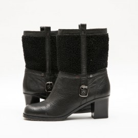 Mi-bottes T 38 CELINE Bi-matière noir