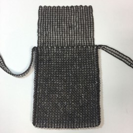 Petit sac GIORGIO ARMANI en perles transparentes et fils de soie marron