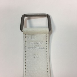 Ceinture HERMES boucle étriviere T78 en cuir clémence blanc