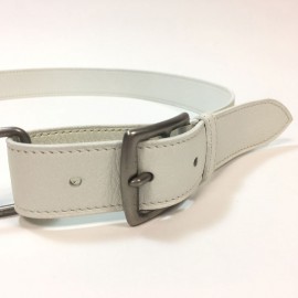 Ceinture HERMES boucle étriviere T78 en cuir clémence blanc