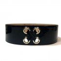 Ceinture T 85  ALEXENDER Mc QUEEN cuir verni noir