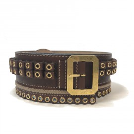 Ceinture T 75  ALEXANDER Mc QUEEN cuir marron "cartouchière"