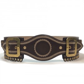 Ceinture T 75  ALEXENDER Mc QUEEN cuir marron "cartouchière"