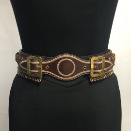 Ceinture T 75  ALEXANDER Mc QUEEN cuir marron "cartouchière"