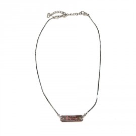 Collier DIOR avec plaque "Dior" argent