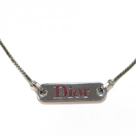 Collier DIOR avec plaque "Dior" argent