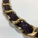 CHANEL vintage belt in gilt chain interlaced with purple braided leather