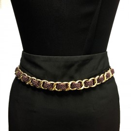 Ceinture CHANEL chaîne et cuir tressée Vintage