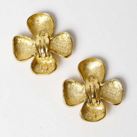 Boucles d'oreilles Clips YVES SAINT LAURENT trefles vintage