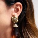 Boucles d'oreilles clips pendantes vintage ambrés sans marque